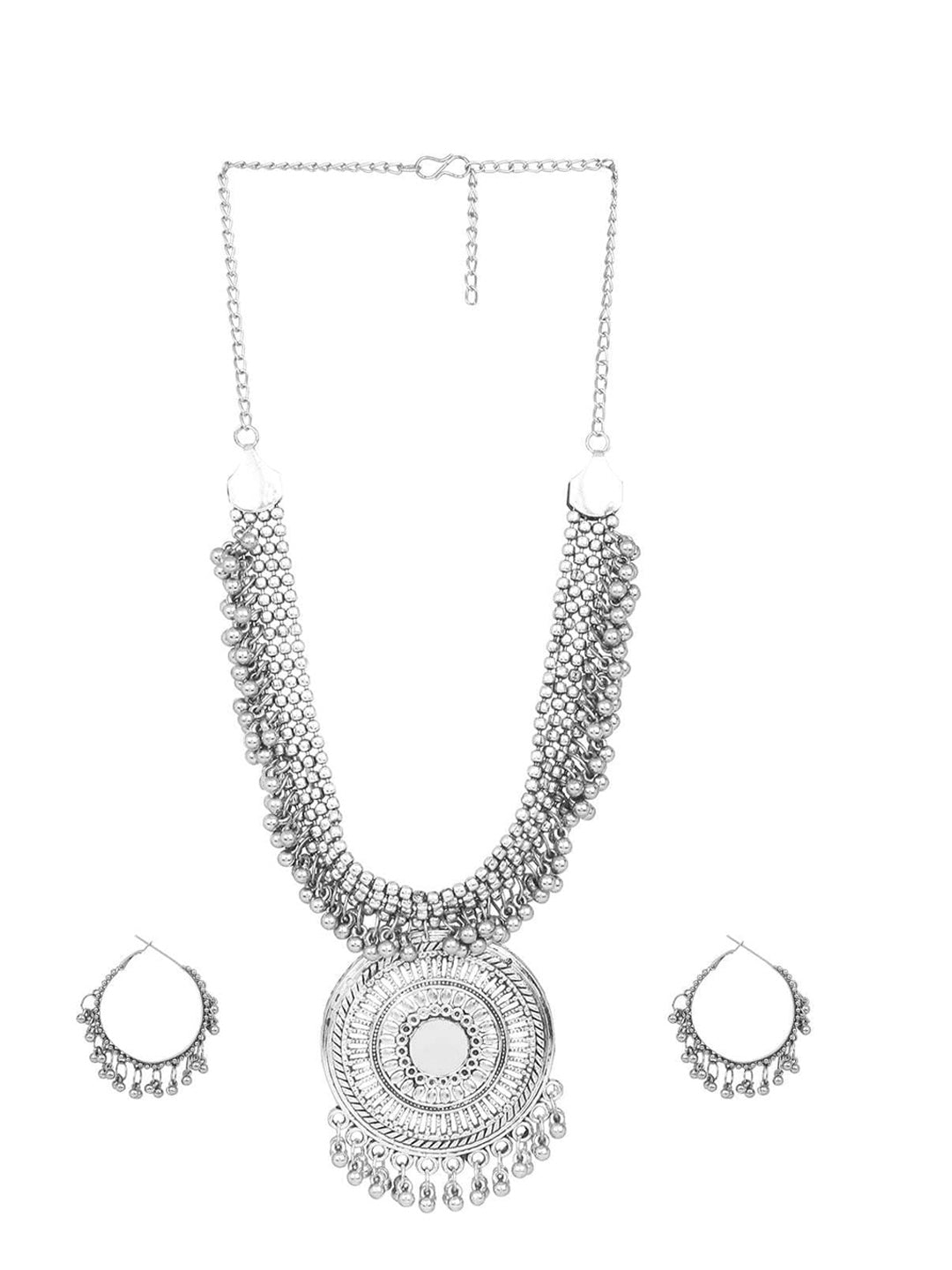 Cardinal Oxidized Silver-Toned Long Women Jewellery Set - Grab2buy