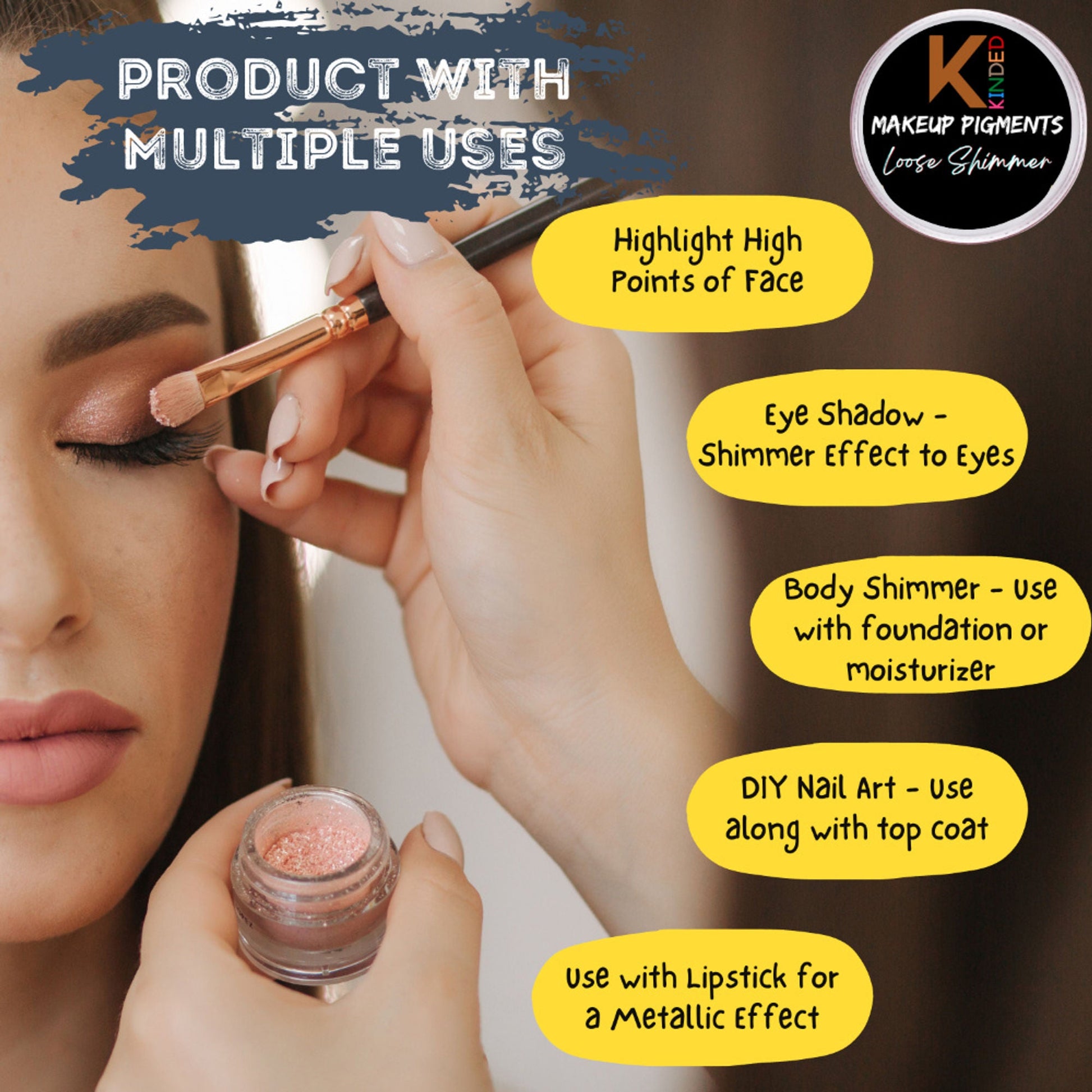 KINDED Loose Shimmer Makeup Foil Pigments Powder - Greyish Silver