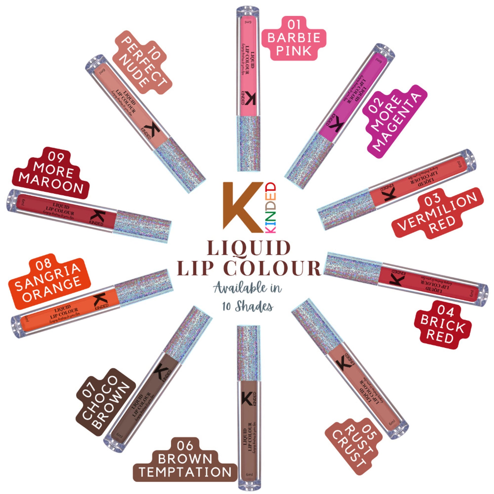 KINDED Liquid Lip Colour Lipstick Lip Gloss - 02 More Magenta