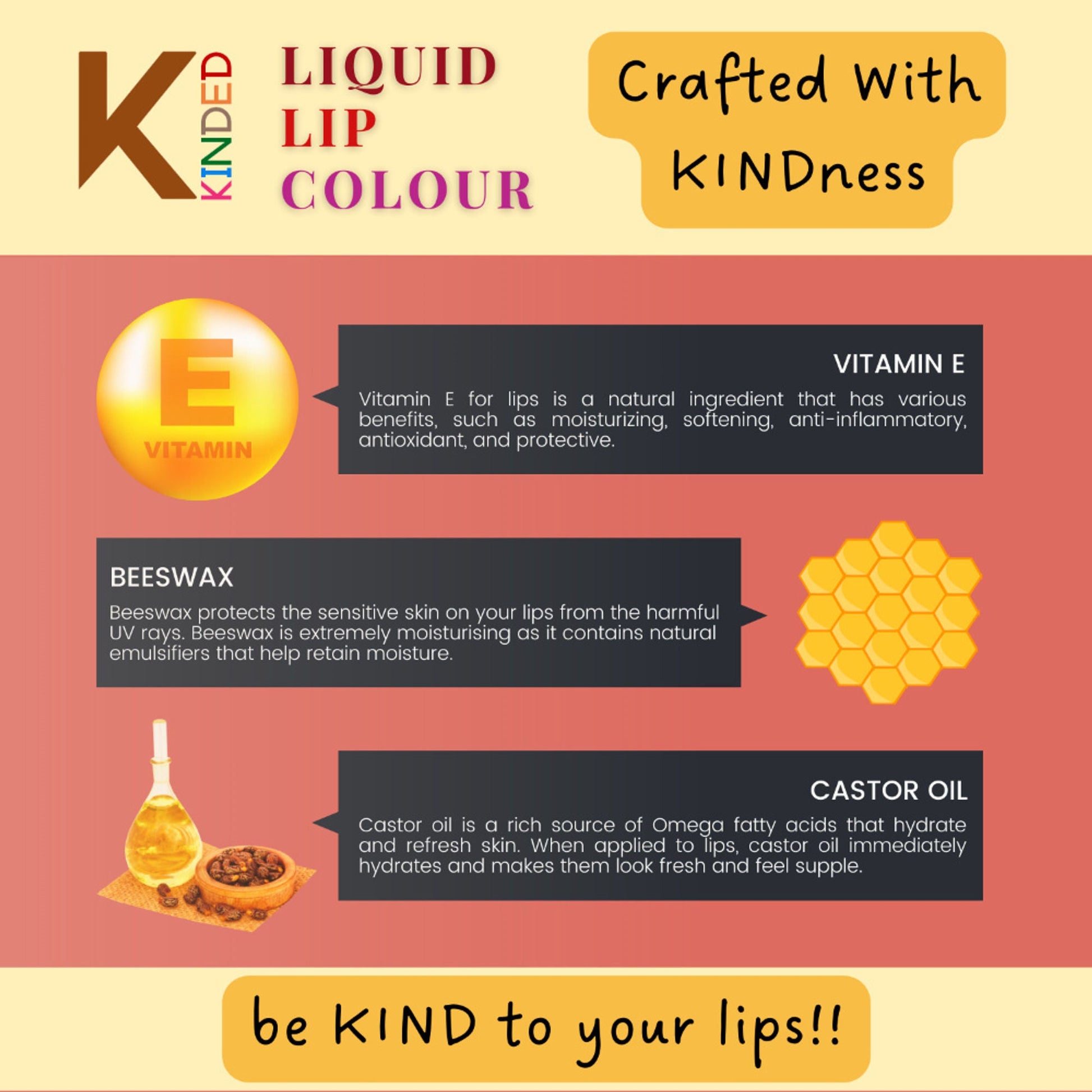 KINDED Liquid Lip Colour Lipstick Lip Gloss - 04 Brick Red