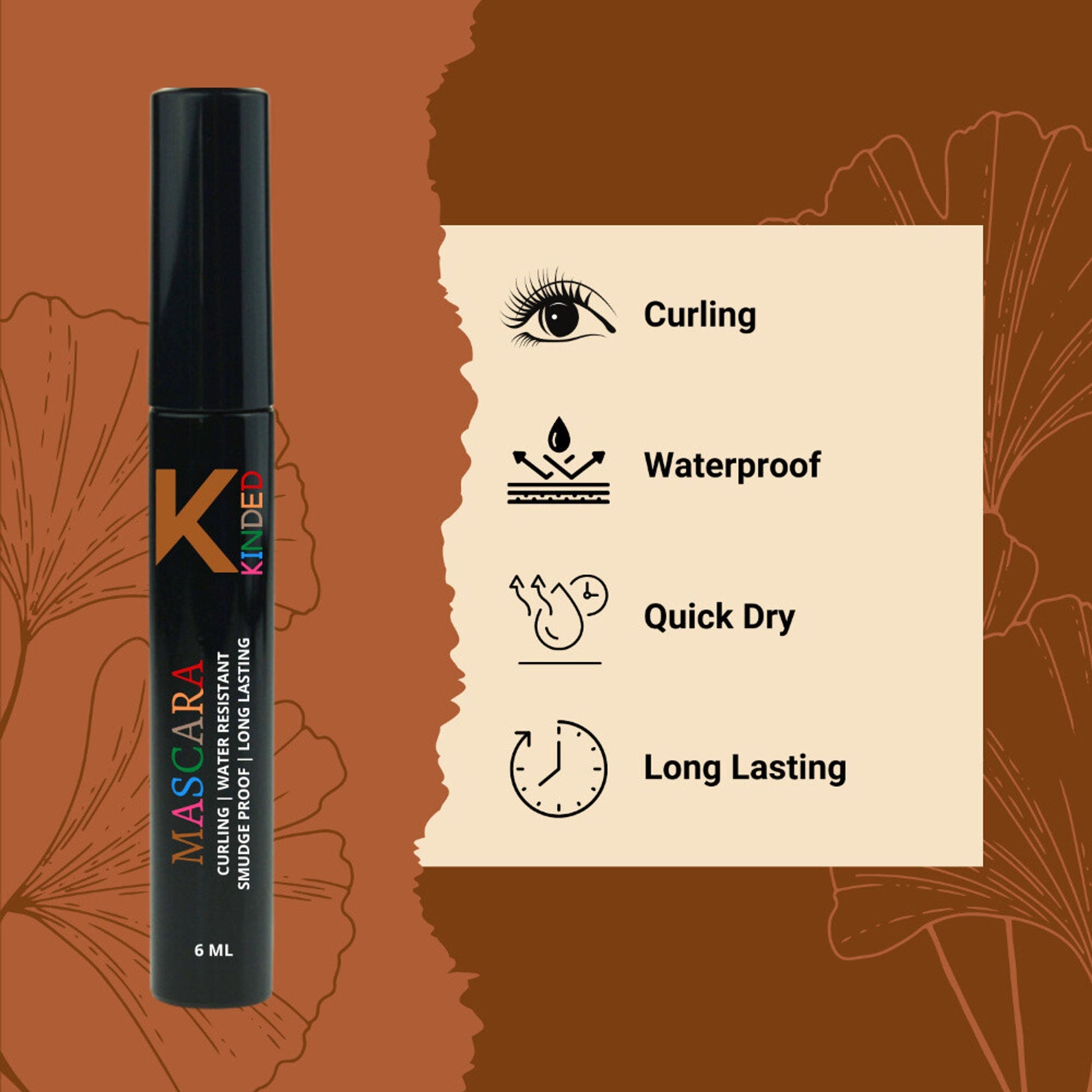 KINDED Curling Waterproof Long Lasting Smudgeproof Mascara - Black