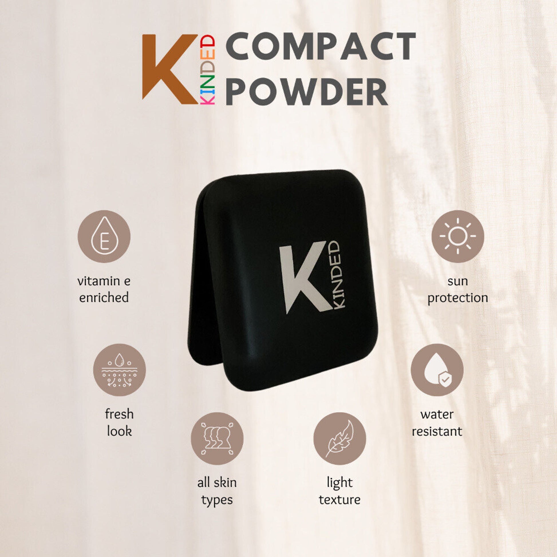 KINDED Sun Protection Compact Powder with Vitamin E - 01 Cream Ivory