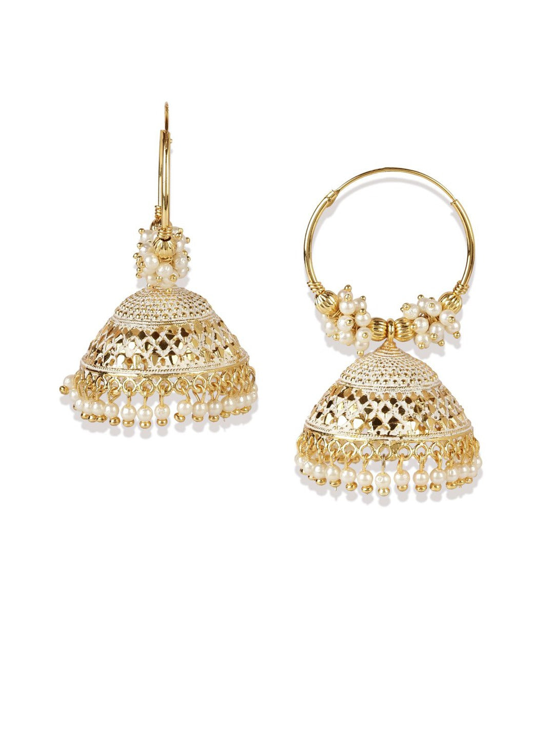 Gold-Plated Alloy Hoop And Jhumki Earrings - The Pari - Grab2buy