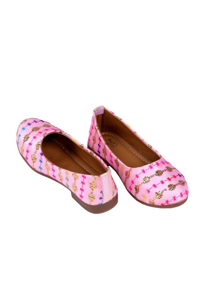 Tiny Bugs Girls Embroidered Ethnic Ballerinas-Pink  Grab2Buy Tiny Bugs Grab2Buy