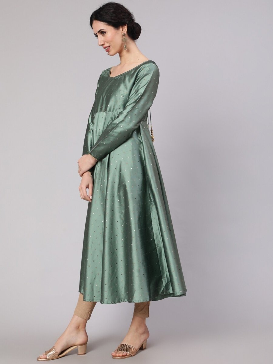 Aks Woven Design Silk Anarkali Kurta