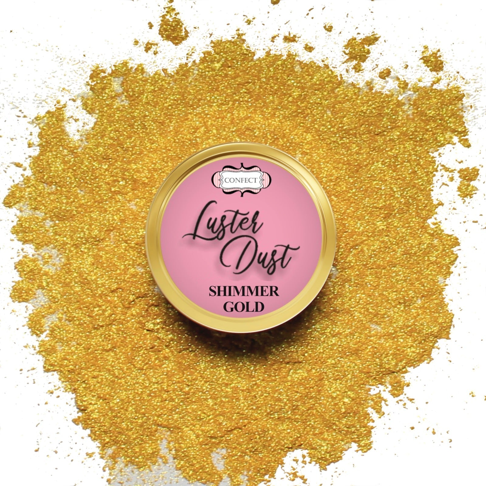 Confect Edible Luster Dust – Pack of 5 | Black, White, Silver, Pink, Gold |
