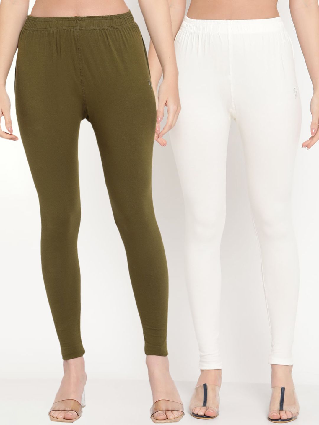 TAG 7 Women Pack Of 2 Solid Ankle-Length Comfort Fit Leggings