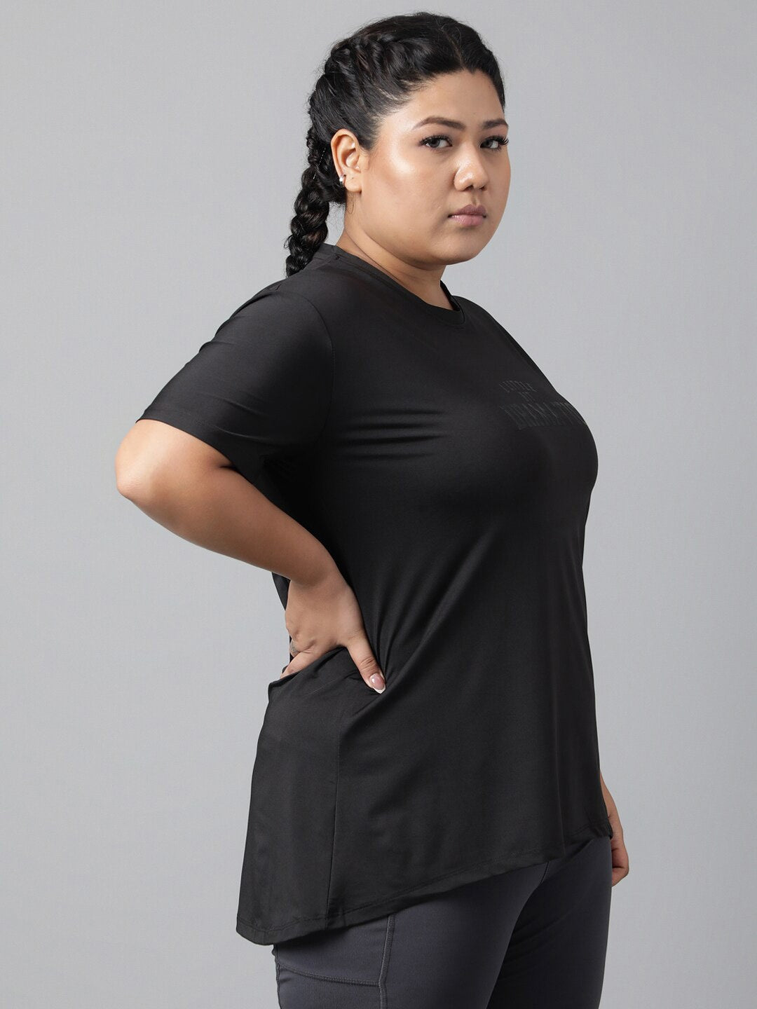 MKH Plus Size Relaxed Fit Typography Printed Dri-Fit Sports T-shirt 