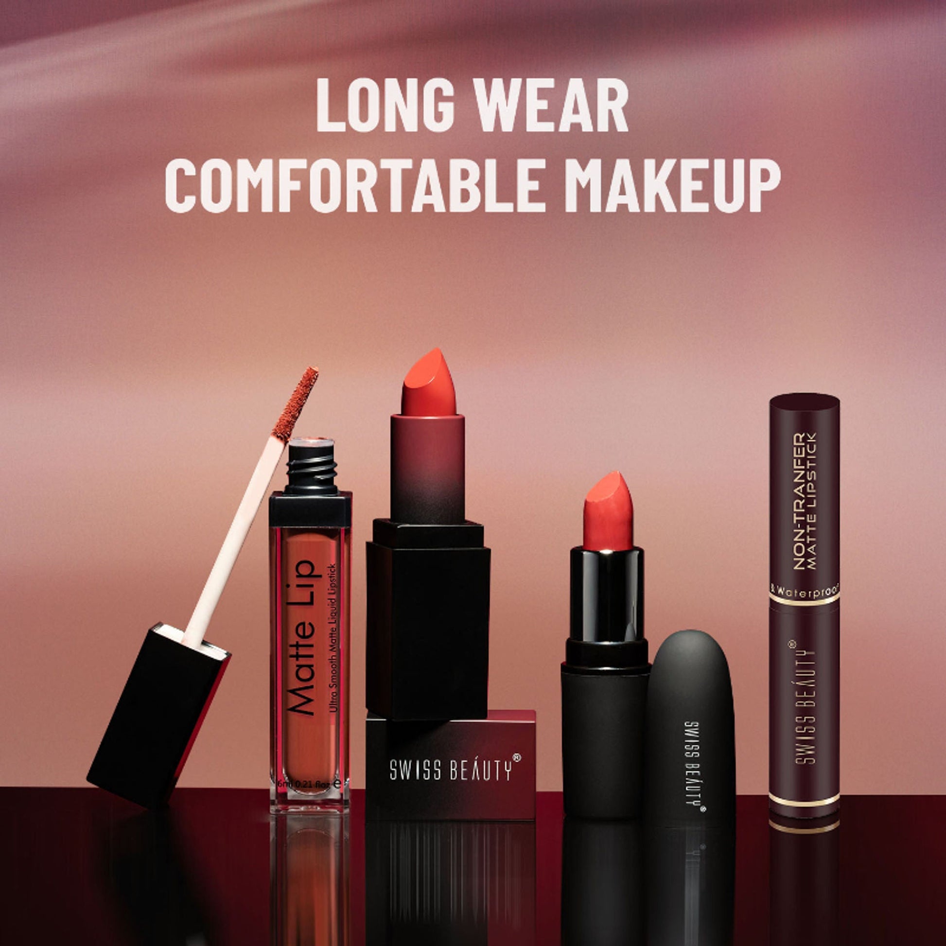 Swiss Beauty Non-Transfer Matte Lipstick - 4 Hot Cherry