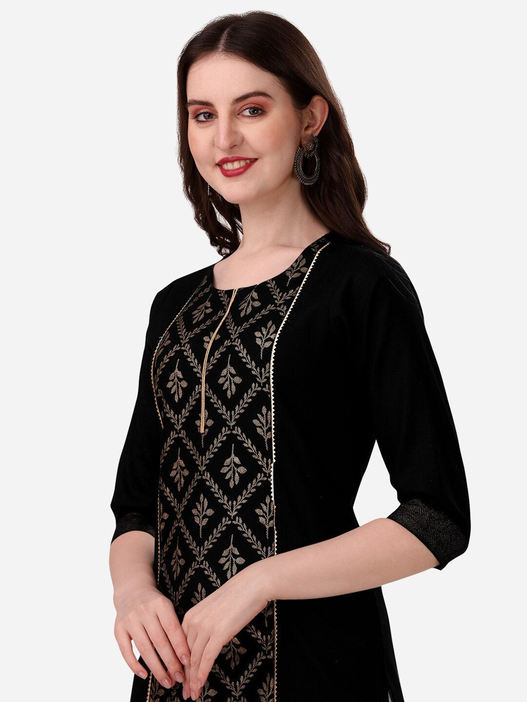 HERE&NOW Women Black Floral Printed Floral Kurta
