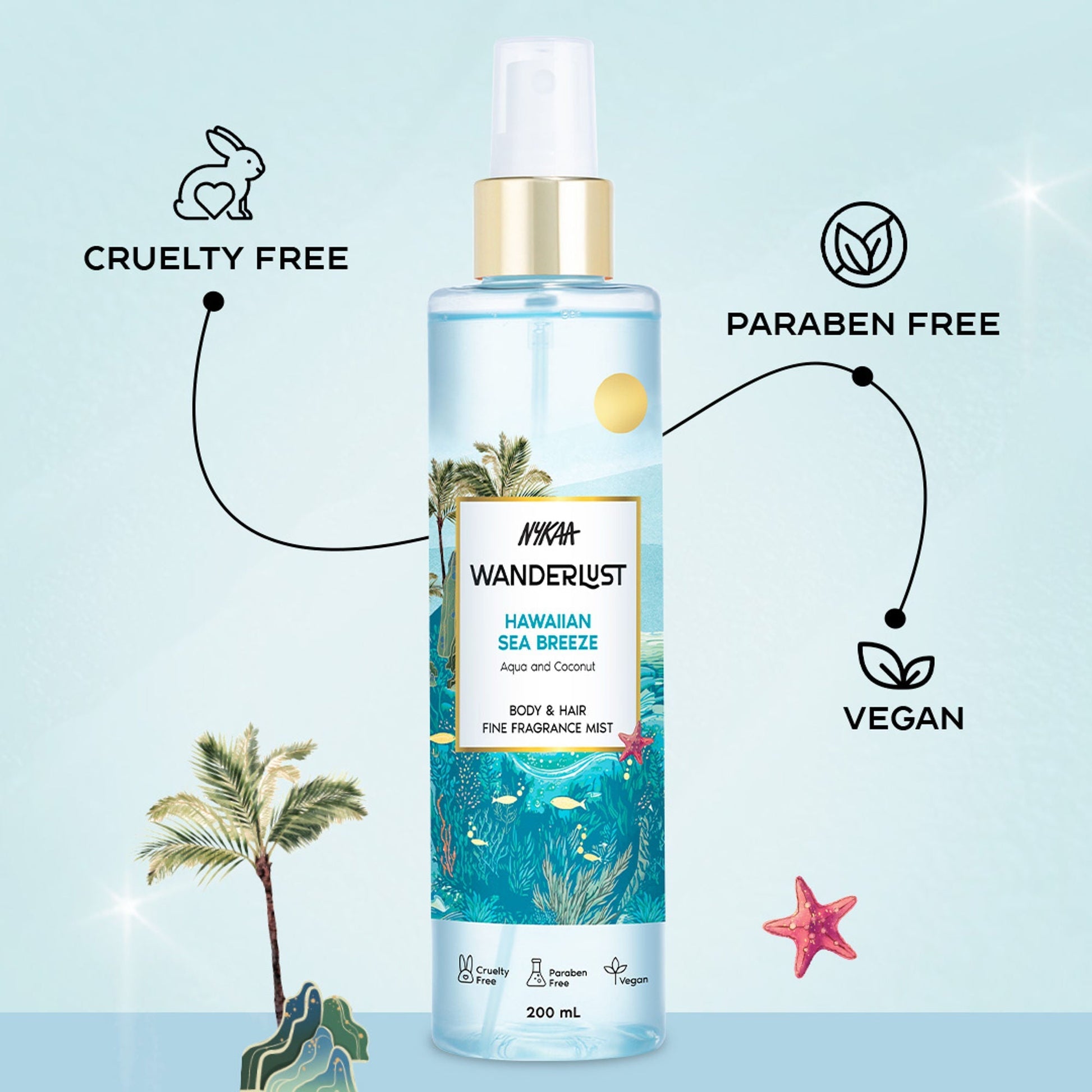 Wanderlust Fragrance Mist For Her - Hawaiian Sea Breeze  Grab2Buy Wanderlust Grab2Buy