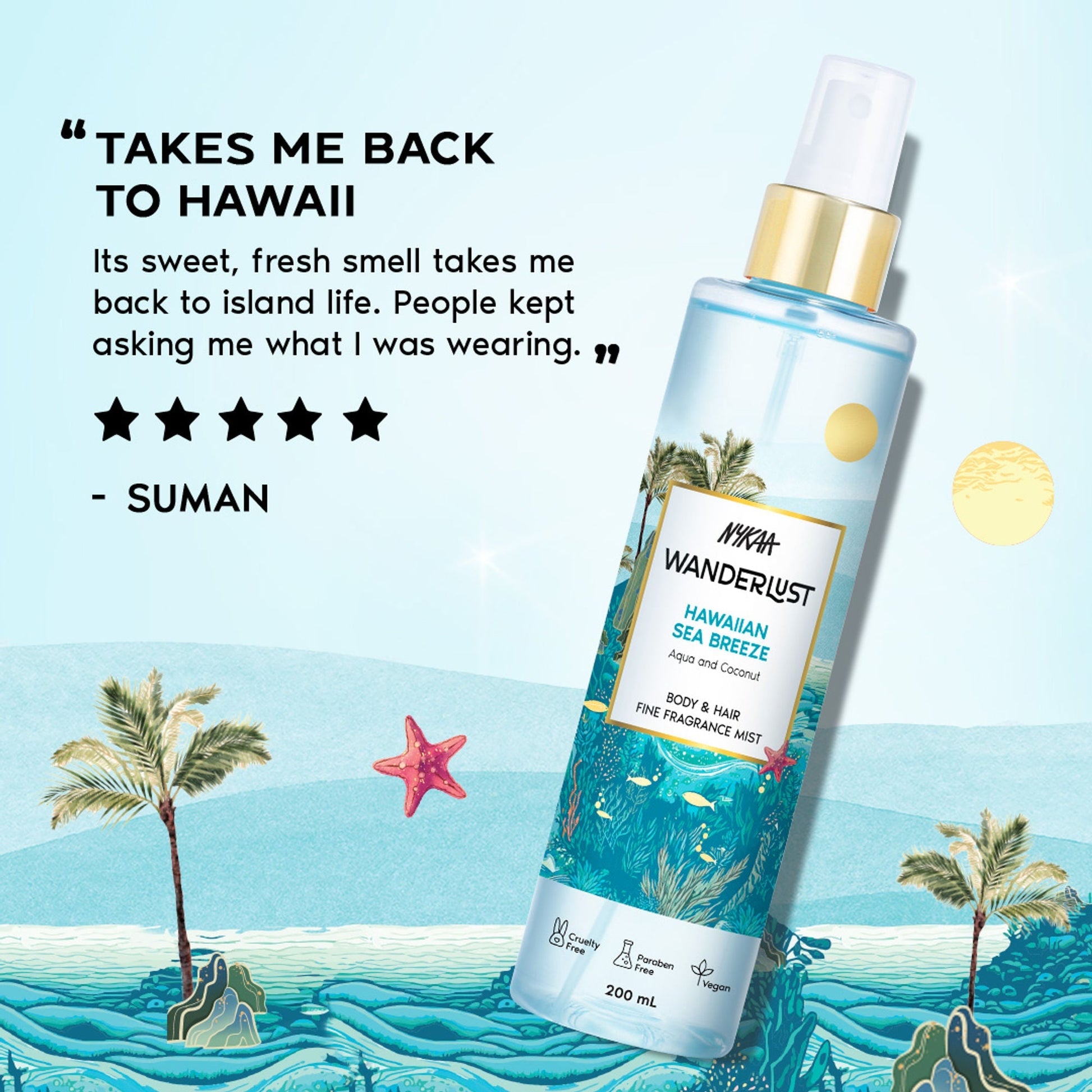 Wanderlust Fragrance Mist For Her - Hawaiian Sea Breeze  Grab2Buy Wanderlust Grab2Buy