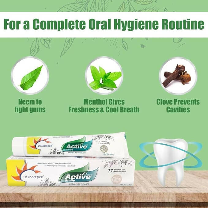 Dr. Morepen Active Smile Herbal Toothpaste with Neem, Clove & Menthol 