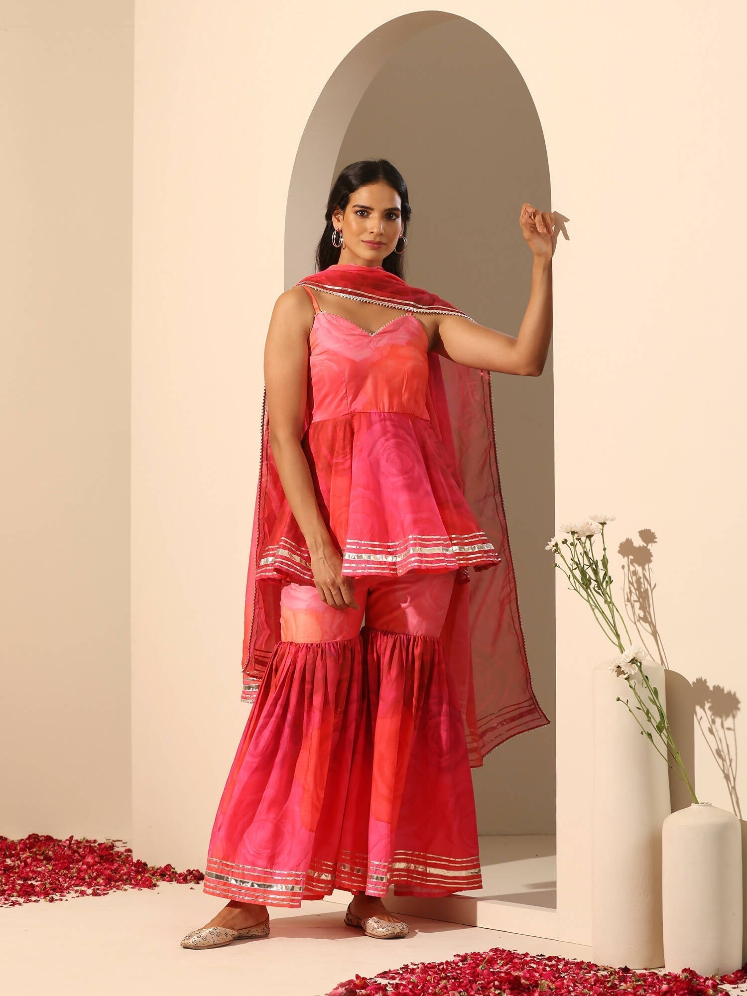 Pomcha Jaipur Pink Gul Bahaar Sharara Set 