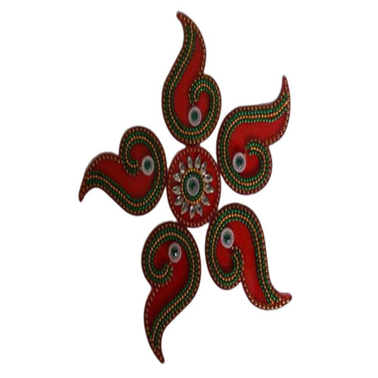 Kundan HandiKrafts Designer Red Colour Kundan Rangoli - Grab2buy