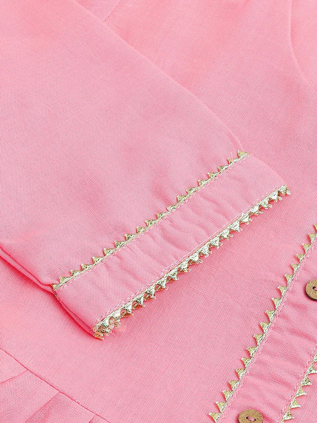 Pink Poly Cotton Solid Nayra Cut Kurta - Tirtha
