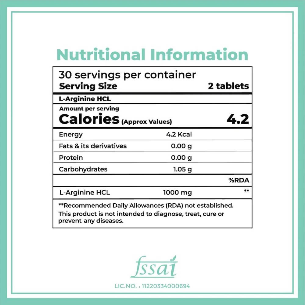 Boldfit L-Arginine Hcl 1000mg Supplement Tables 