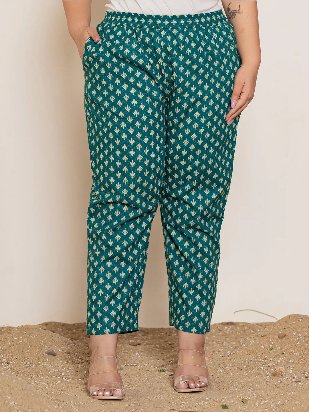 Yufta Teal Green Embroidered Cotton Plus Size Suit Set  Grab2Buy Yufta Grab2Buy