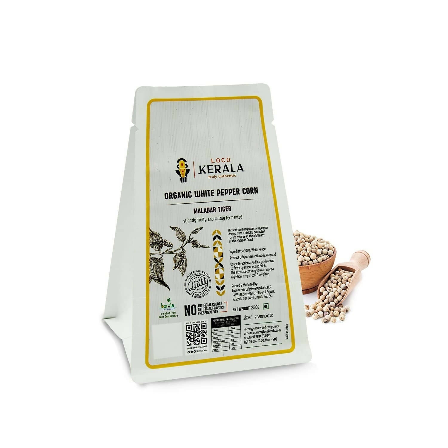 LocoKerala Malabar Tiger Organic White Pepper Corn - Grab2buy