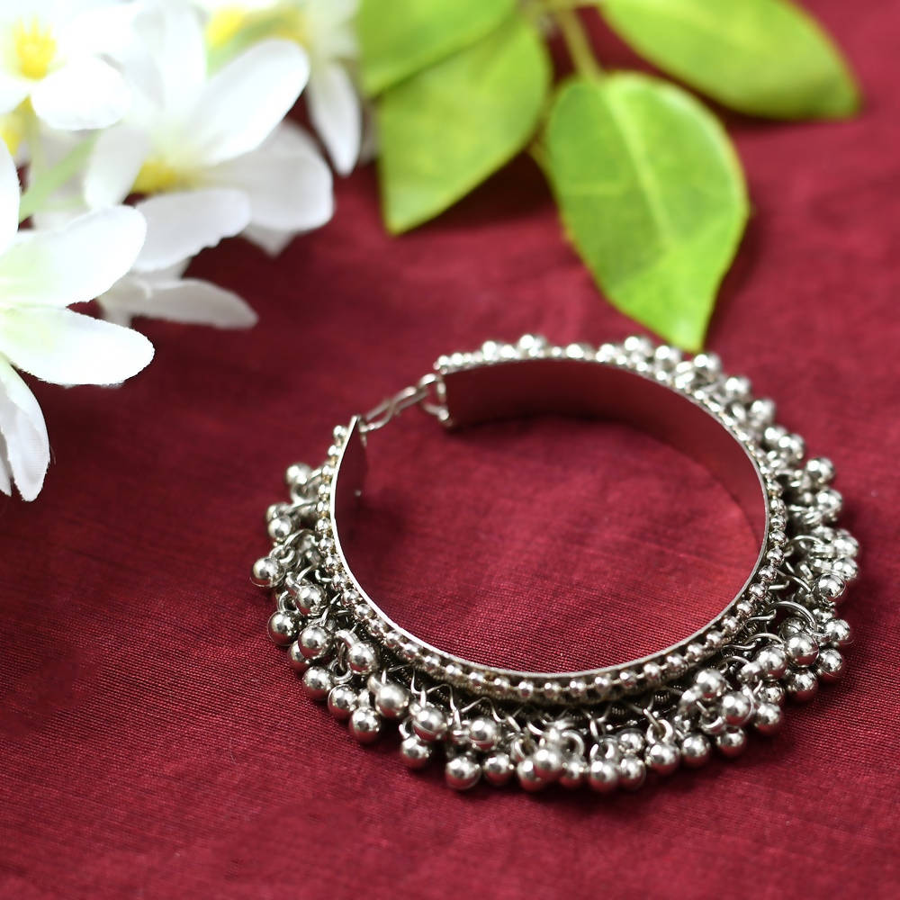 Mominos Fashion Kamal Johar Oxidised Silver-Plated Ghungroo Handcraft Bracelet 