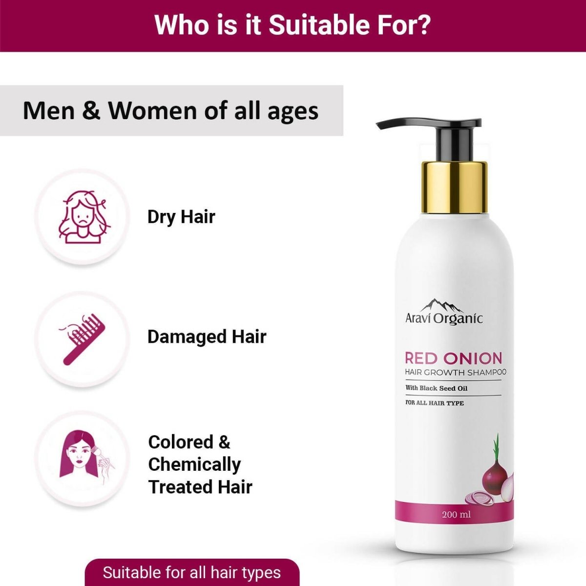 Aravi Organic Onion Hair Shampoo for Hair Growth and Hair Fall Control 