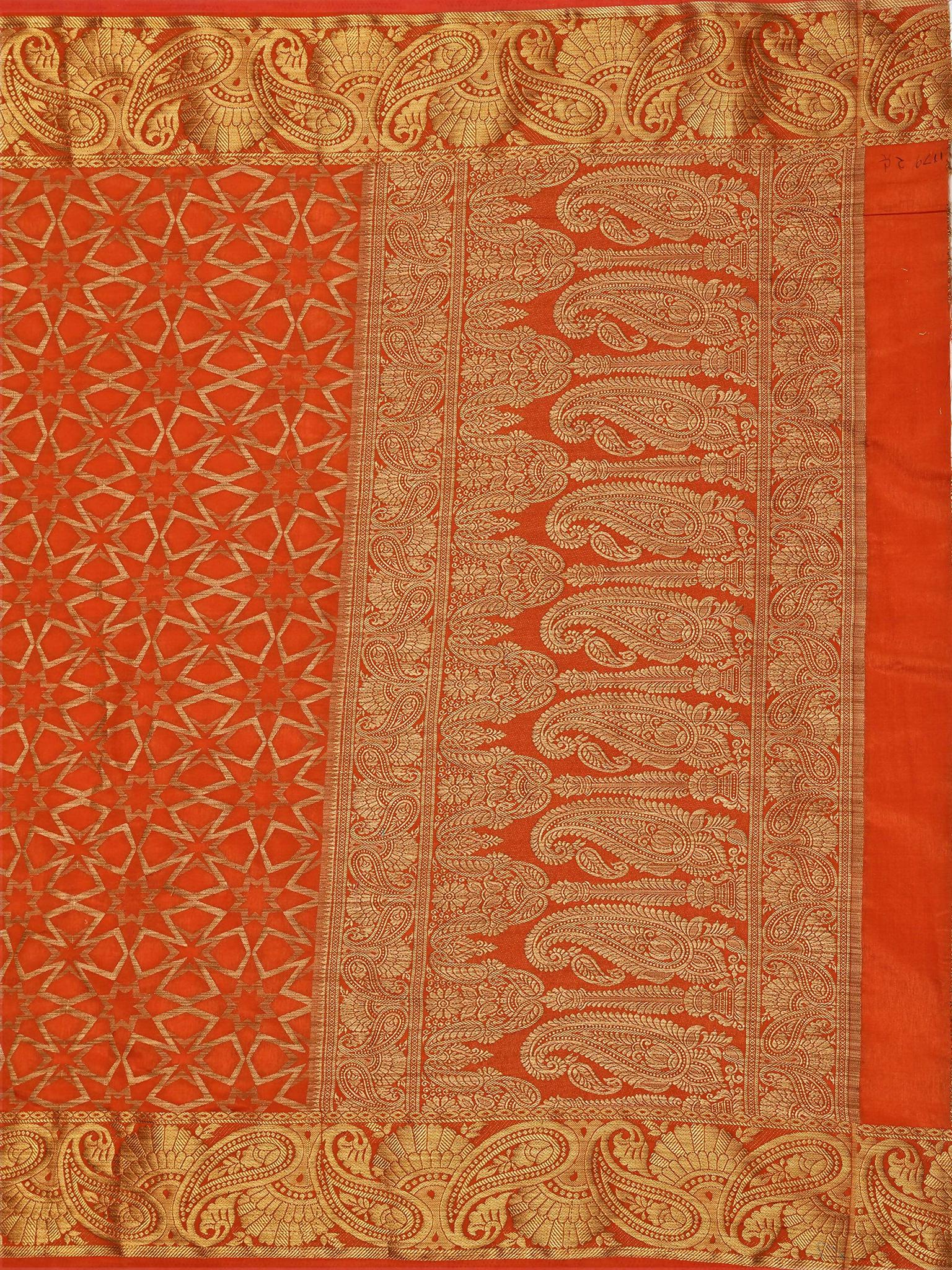 Mimosa Women's Rust Orange Patola Art Silk Saree
