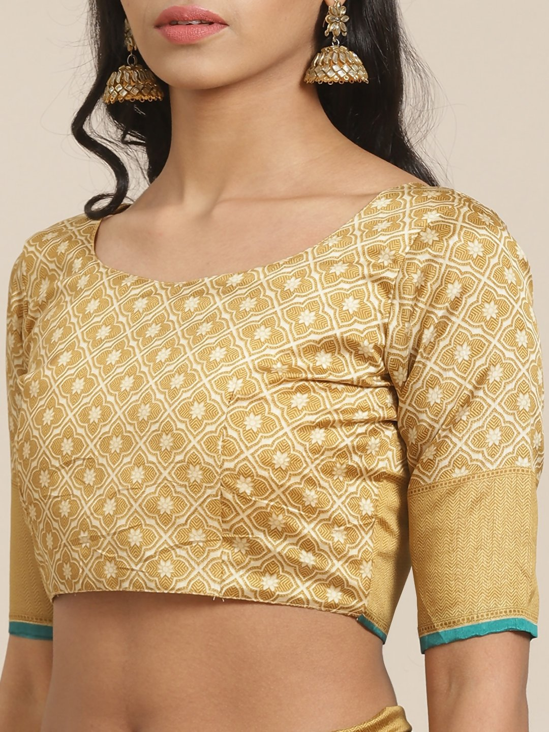 Saree Mall Beige & Blue Printed Saree