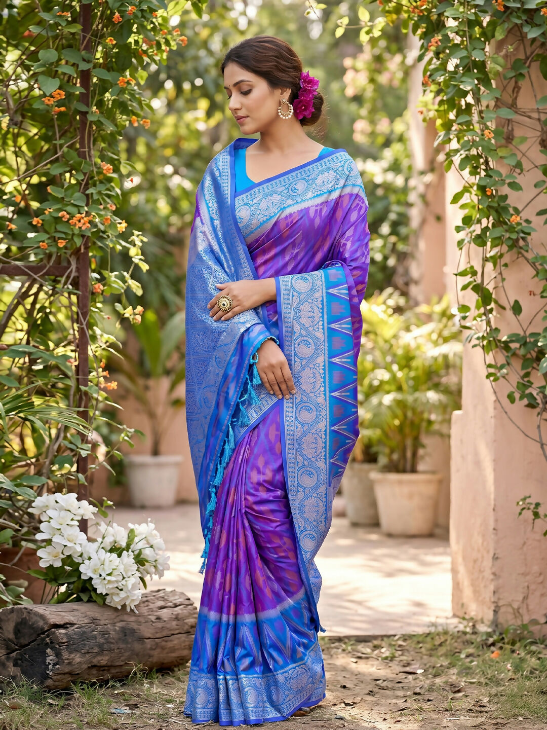 Shree Shyam Fashion Purple Soft Silk Saree