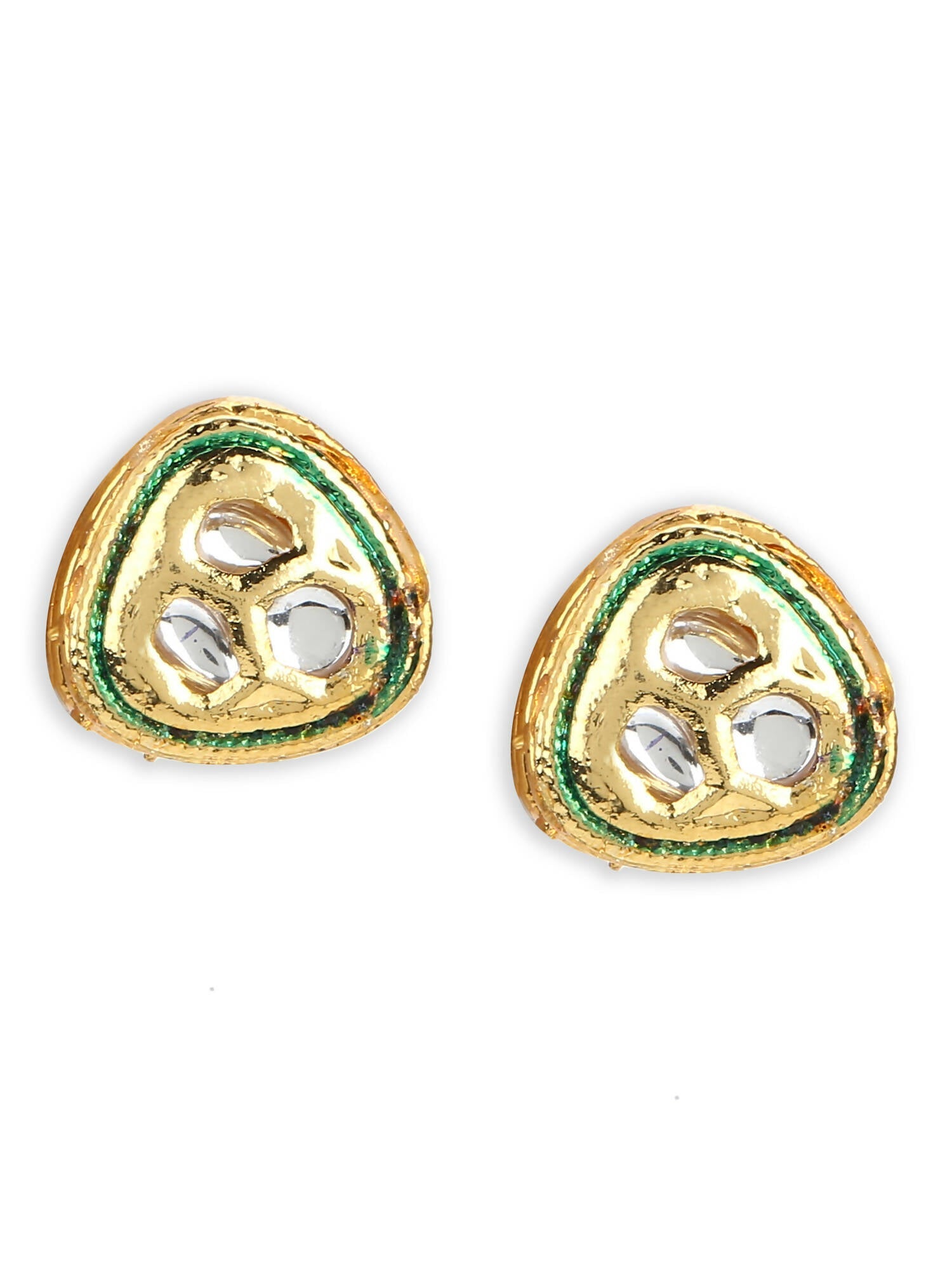 Gold-Toned Silver-Toned Contemporary Studs Earrings - Ruby Raang - Grab2buy