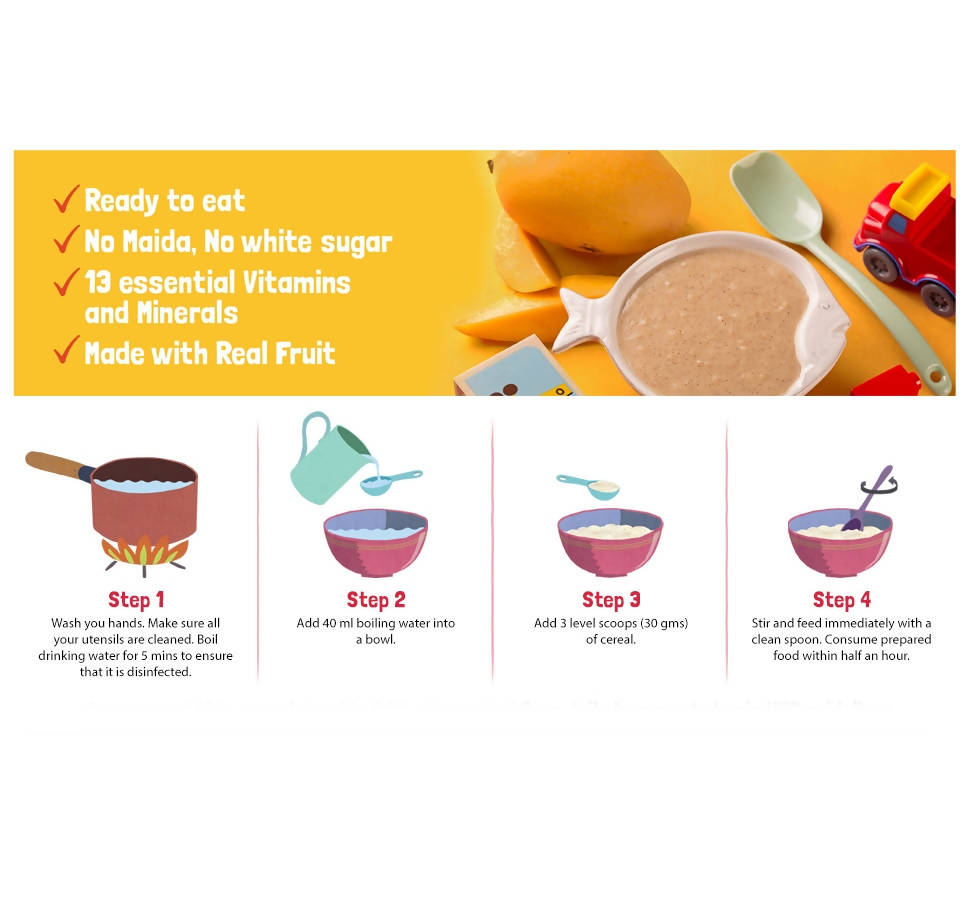 Slurrp Farm Mango, Ragi & Rice With Milk Cereal for Little Ones 