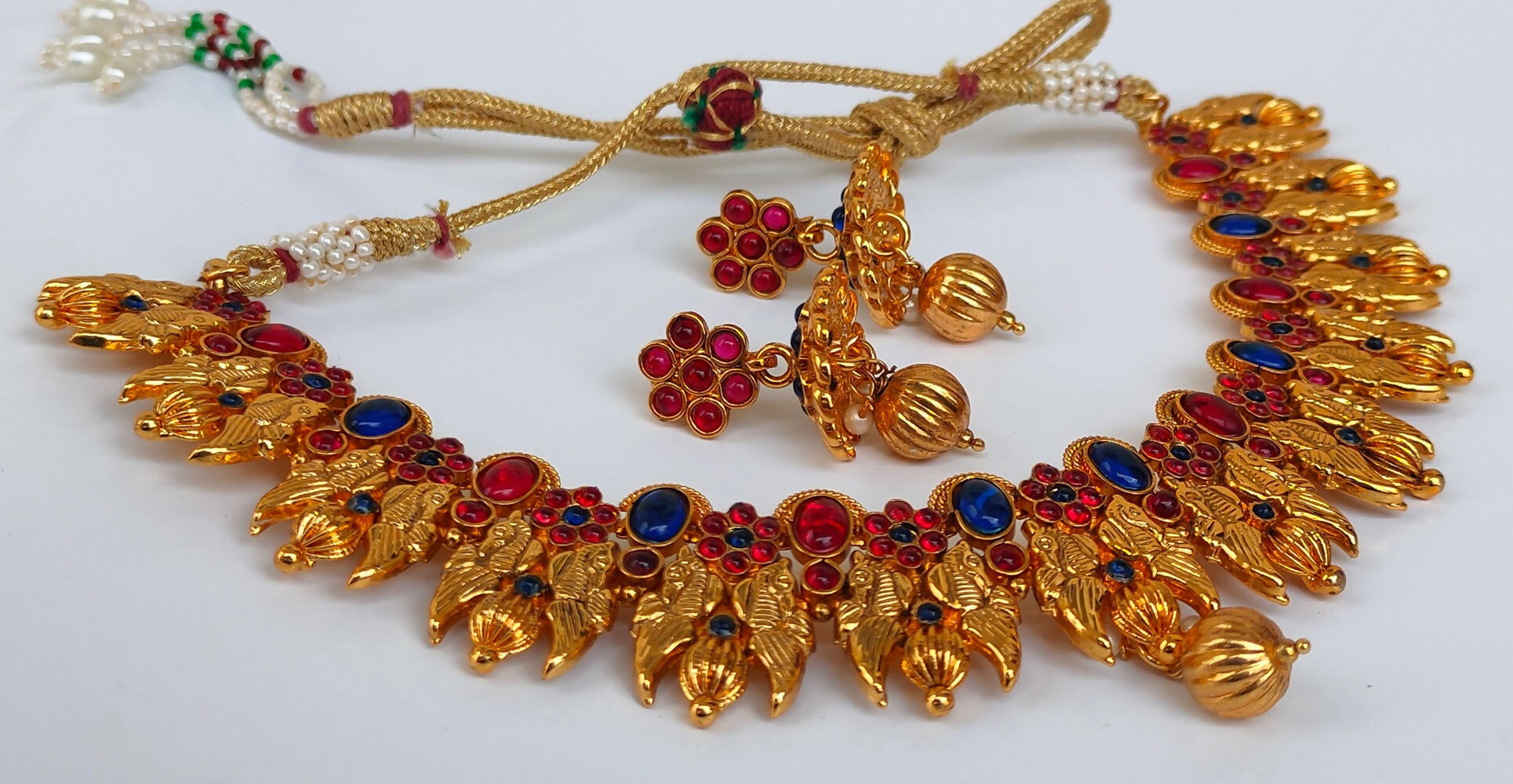 Kemp Peacock Pink & Blue Necklace Set - Grab2buy