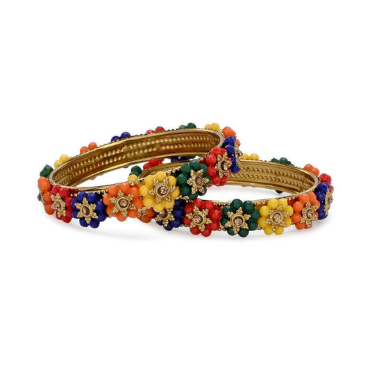 Afast Designer Fancy Party Bangle/ Kada Set, Multicolor, Metal, Pack Of 2 - Grab2buy