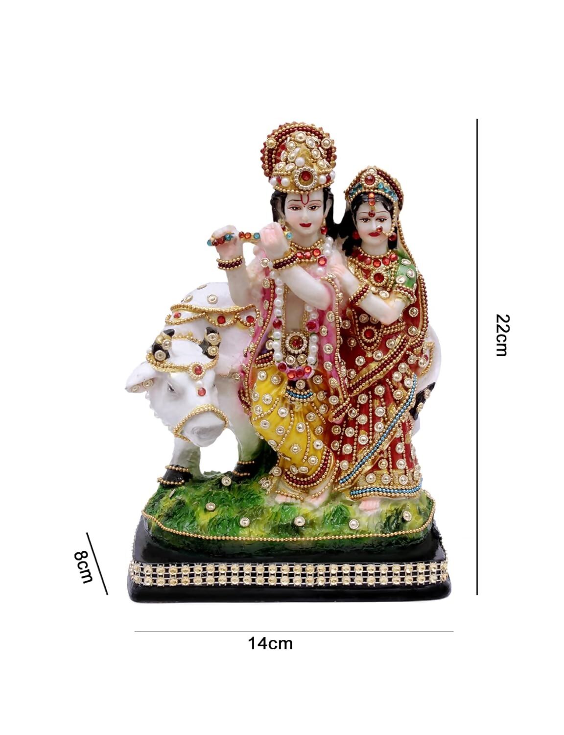 Buji Craft Radha Krishna Cow Idol - Grab2buy