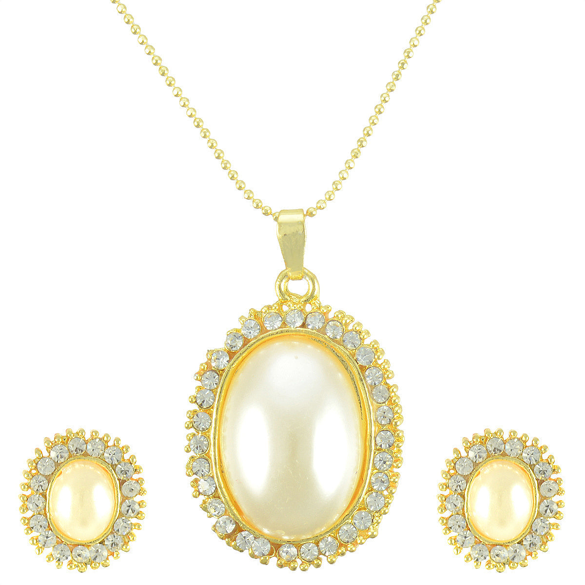 Gold-Polished Alloy Pearl Drop Pendant Set - The Pari | Swadesiicart