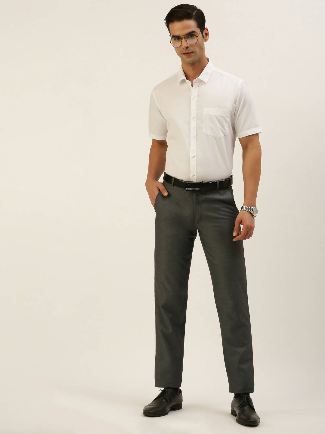 Ramraj Cotton Mens Half Sleeve Formal 100% Cotton White Shirt 