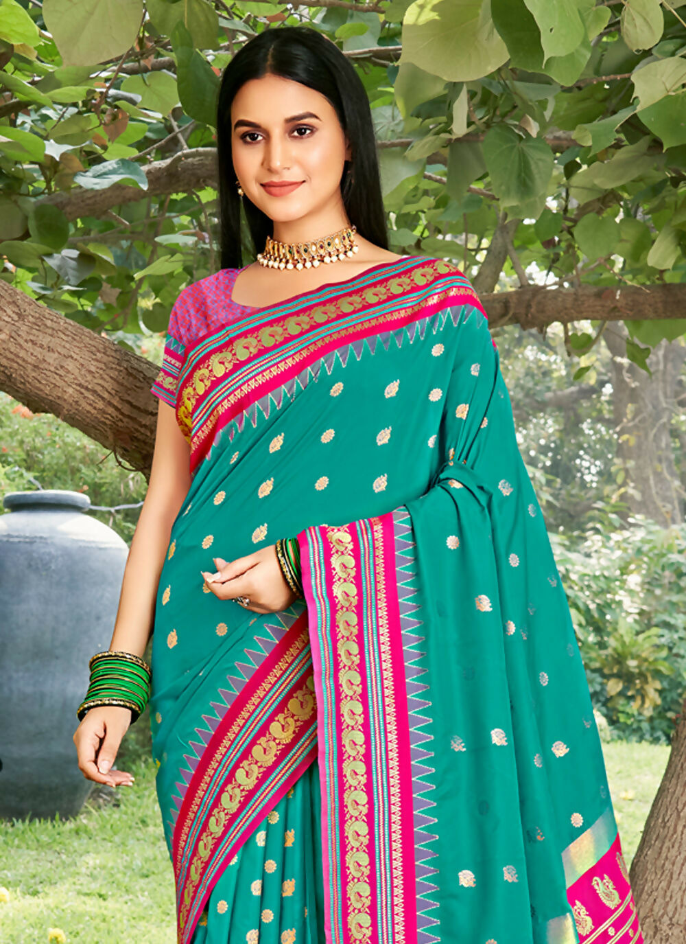 Shree Shyam Fashion Sea Green Soft Silk Saree
