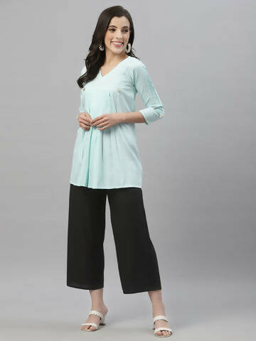 Juniper Women's Black Rayon Straight Solid Pant/Slim Pant 