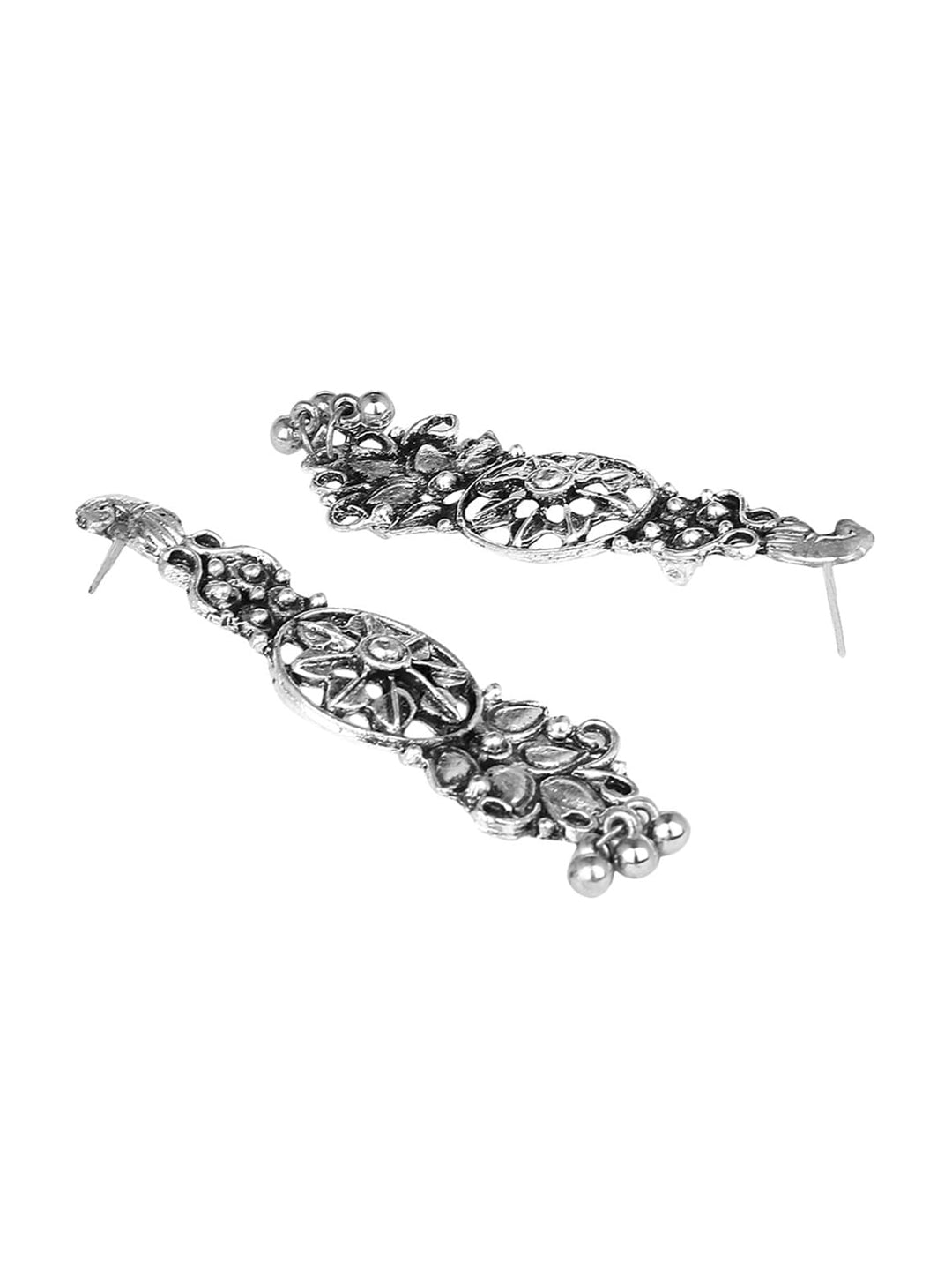 Cardinal Oxidised Silver-Plated Stone-Studded & Beaded Jewellery Set - Grab2buy