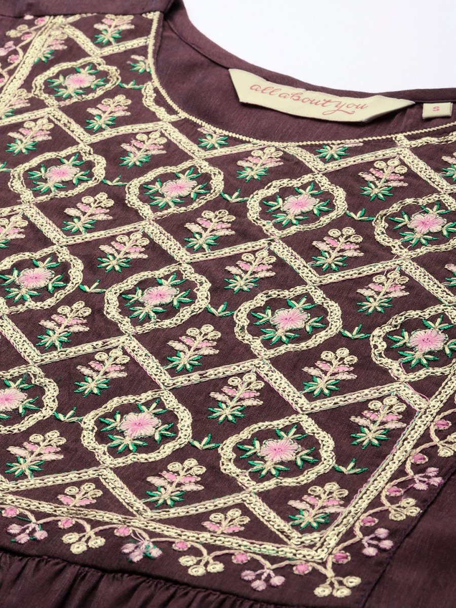 All About You Floral Embroidered Pleated Sequinned Kurta with Trousers