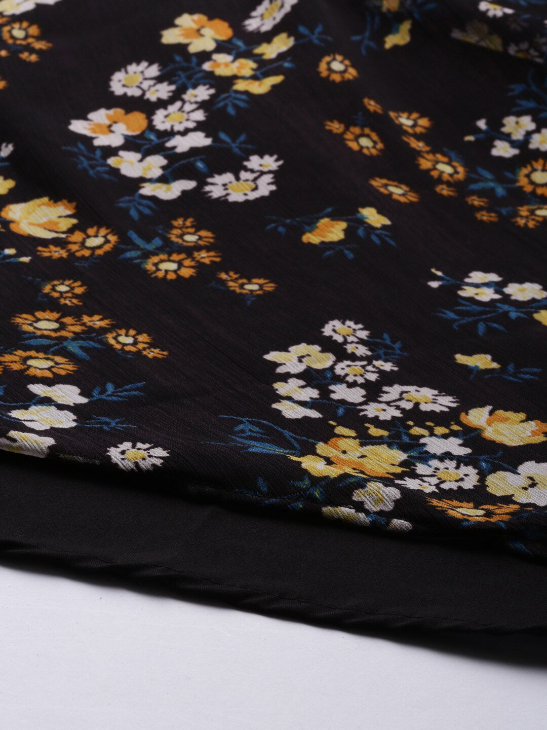 Souchii Women Black Floral Chiffon Maxi Dress 