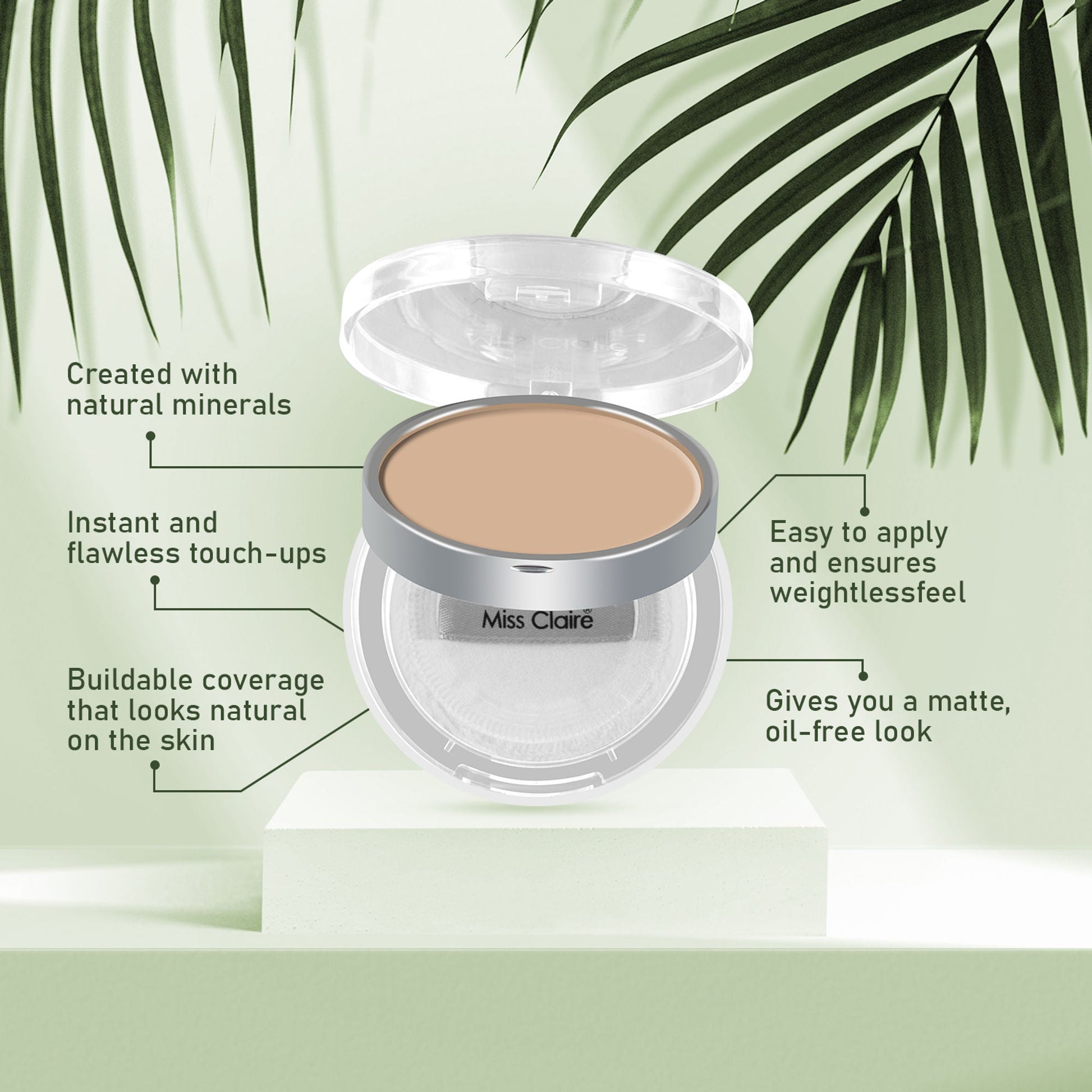 Miss Claire Natural Mineral Compact Powder - 21 Natural Beige