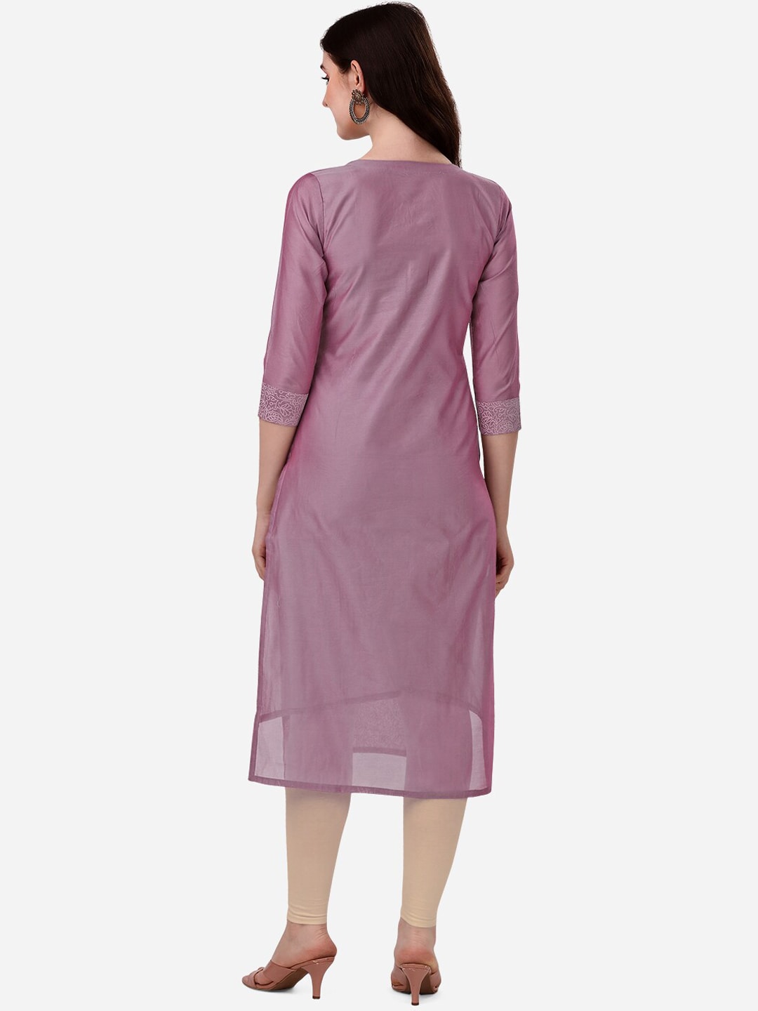 HERE&NOW Floral Embroidered Thread Work Chanderi Cotton Kurta