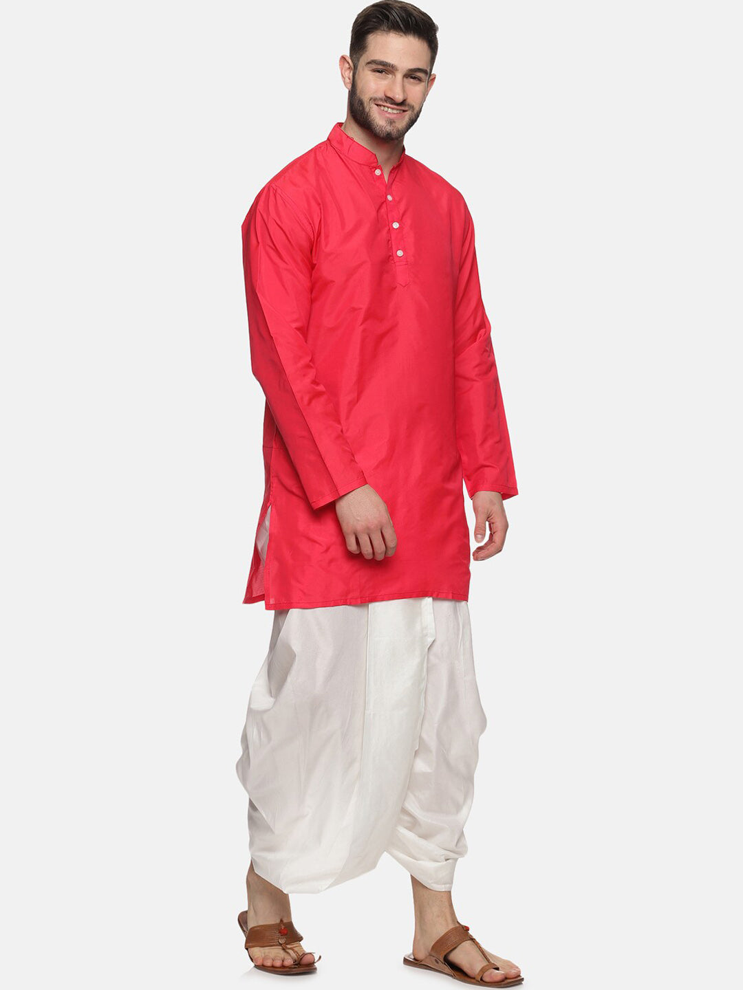 Sethukrishna Men Rose Kurta with Dhoti Pants
