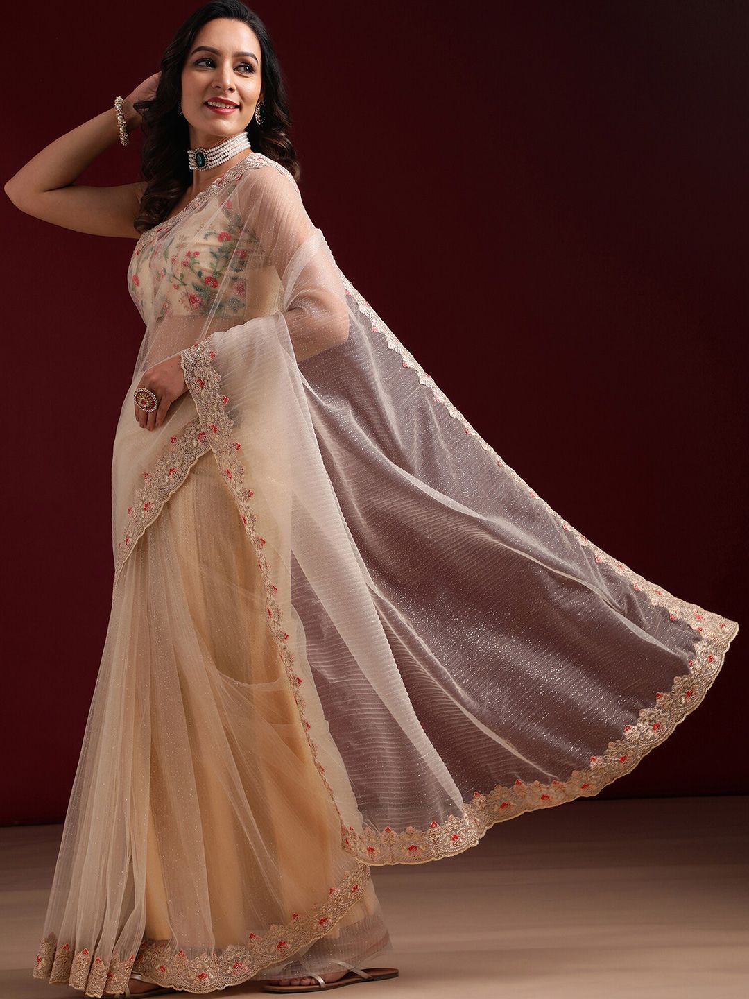 kasee Embellished Embroidered Net Saree