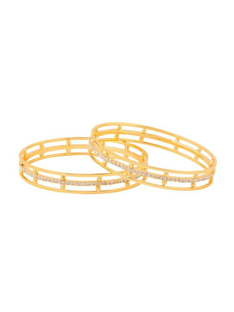NVR Women Set of 2 Gold-Polished Traditional Bangles