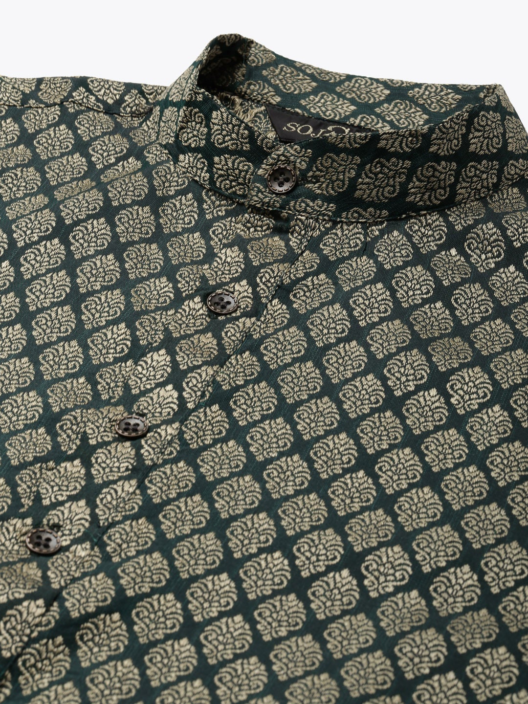 Sojanya Men Green Ethnic Motifs Kurta with Pyjama & Nehru Jacket 