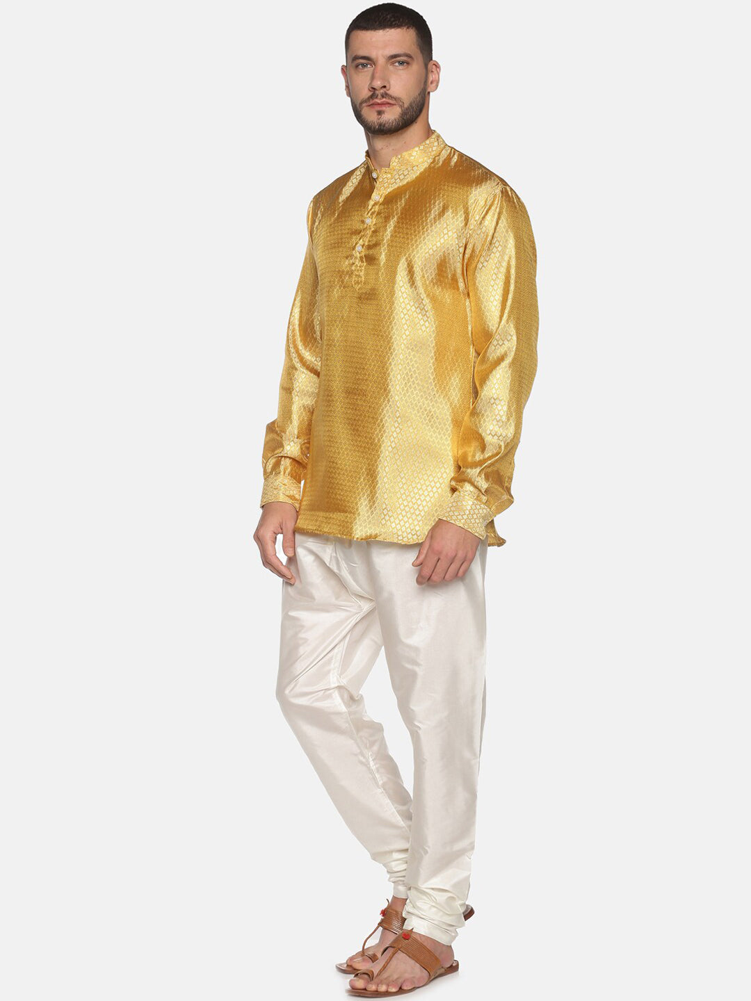 Sethukrishna Gold-Toned Mens Kurta with Pyjamas