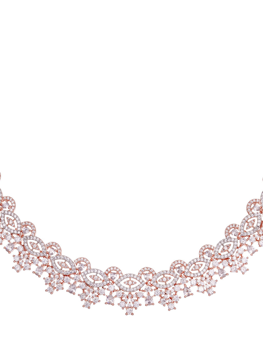 Saraf RS Jewellery Rose Gold-Plated & White AD & CZ-Studded Contemporary Jewellery Set - Grab2buy