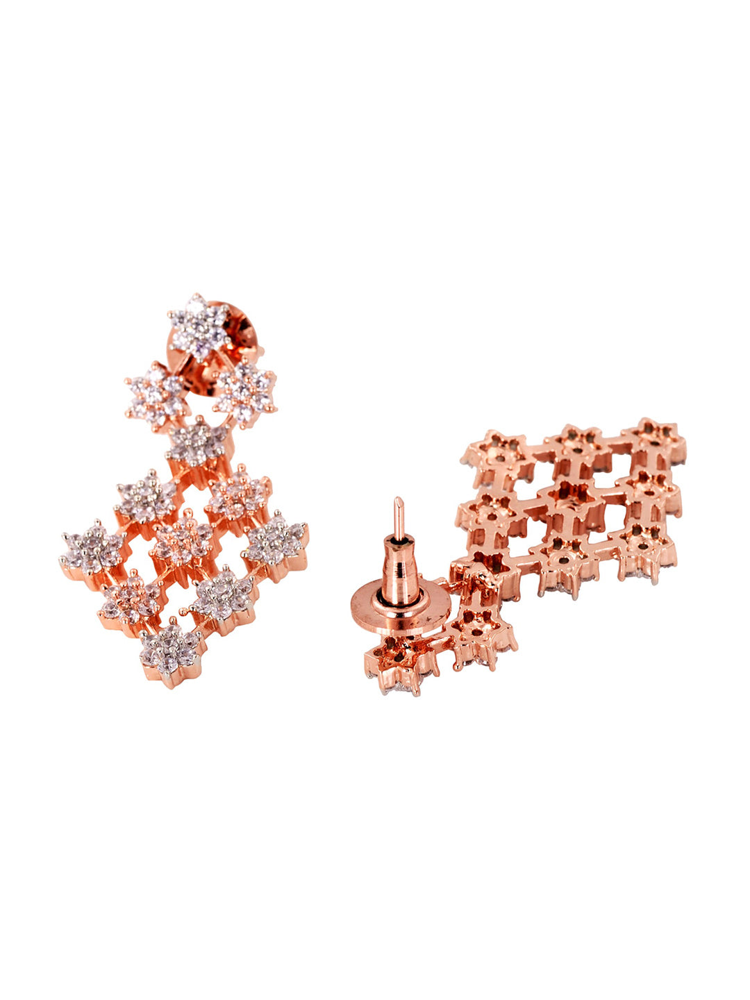 Saraf RS Jewellery White Rose Gold-Plated AD Studded Necklace Jewellery Set - Grab2buy