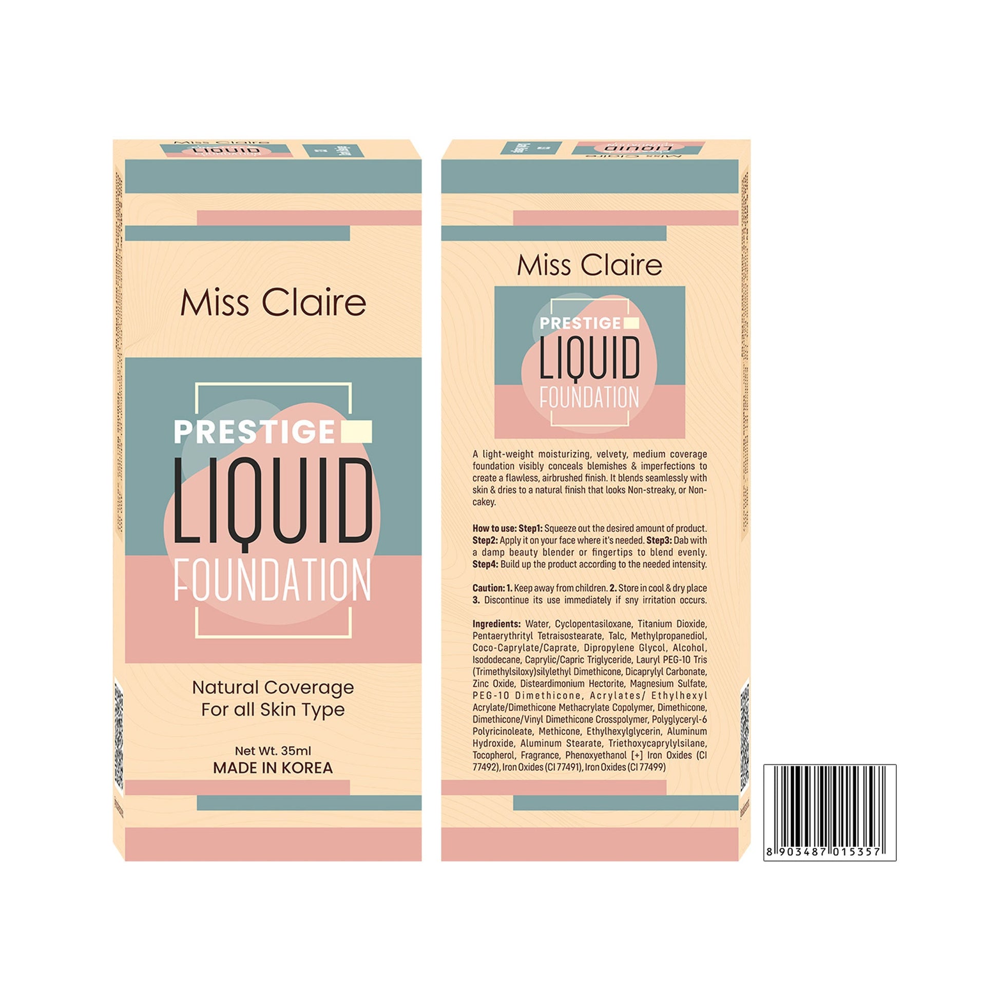 Miss Claire Prestige Liquid Foundation Natural Coverage - 33 Dark Beige